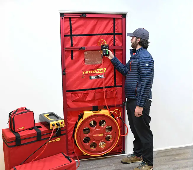 7100 Blower Door Being Ran